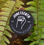 Load image into Gallery viewer, Photo of the Juneteenth Button.