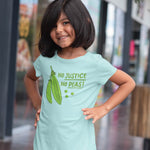 Load image into Gallery viewer, Kid wearing No Justice No Peas toddler tshirt
