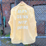 Load image into Gallery viewer, Yellow Ban Guns Not Drag Upcycled Button Down
