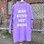 Load image into Gallery viewer, Purple Ban Guns Not Drag Upcycled Button Down
