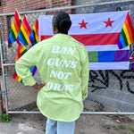 Load image into Gallery viewer, Green Ban Guns Not Drag Upcycled Button Down
