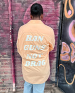Load image into Gallery viewer, Orange Ban Guns Not Drag Upcycled Button Down
