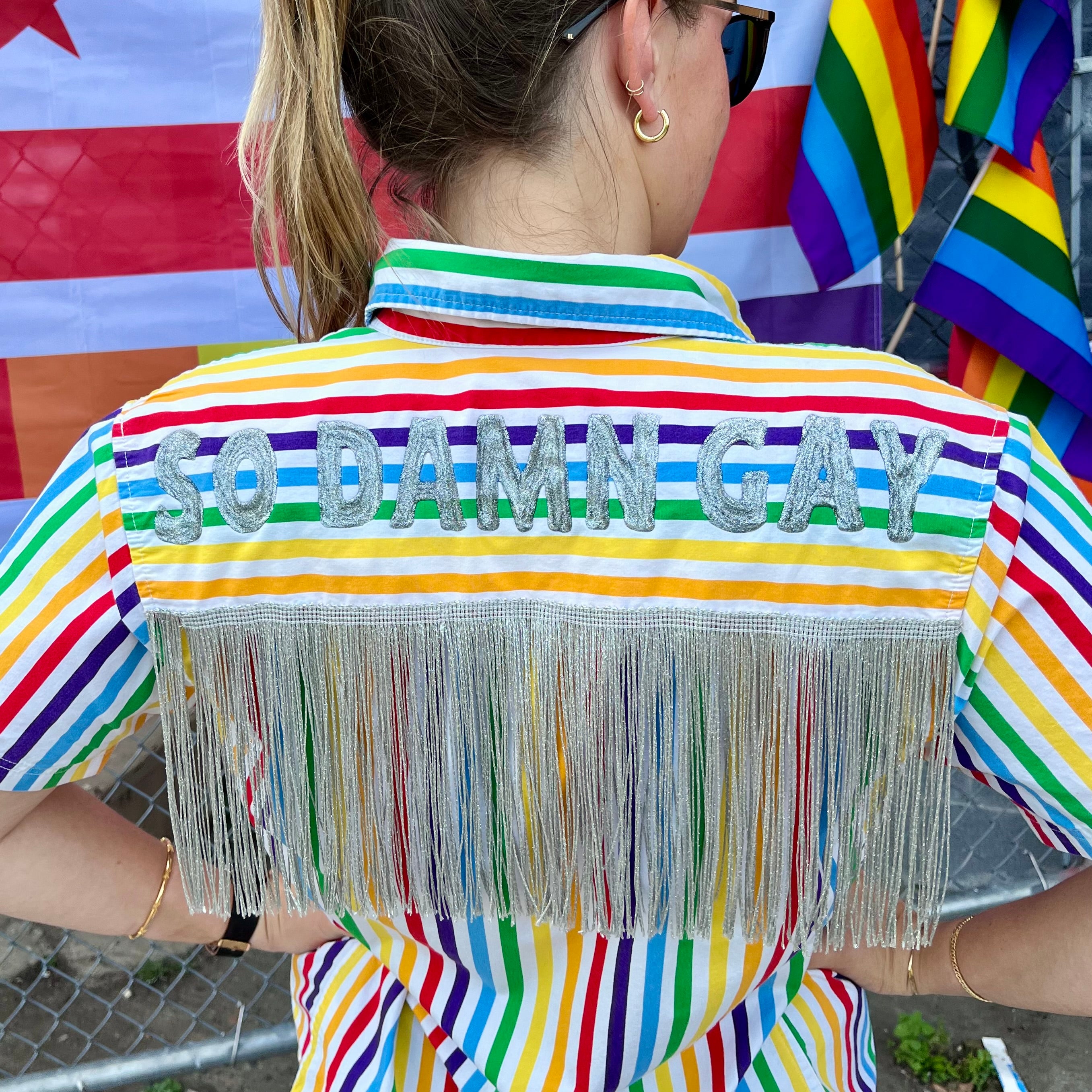 Rainbow Stripe Upcycled Button Down