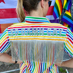 Load image into Gallery viewer, Rainbow Stripe Upcycled Button Down
