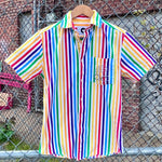 Load image into Gallery viewer, Rainbow Stripe Upcycled Button Down
