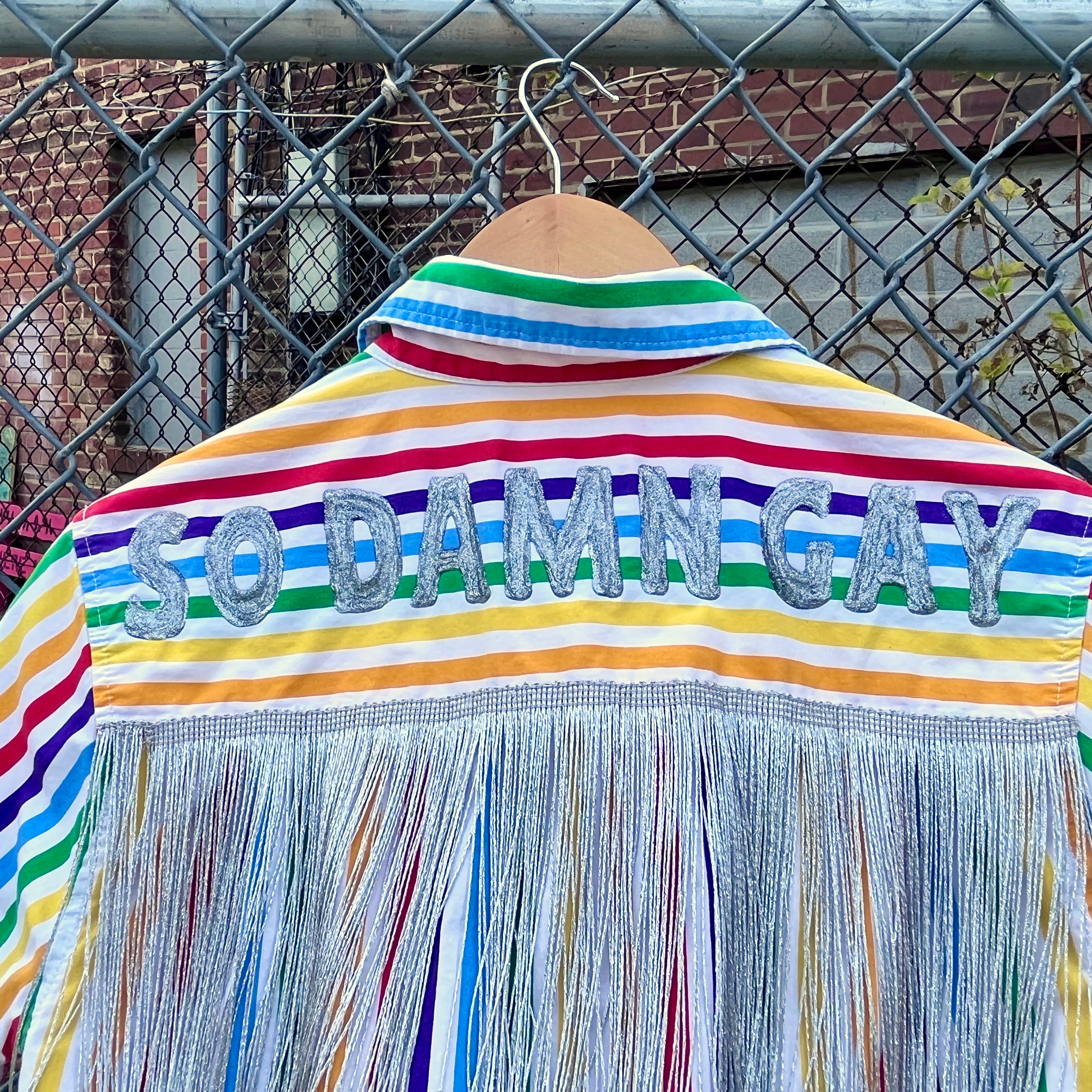Rainbow Stripe Upcycled Button Down