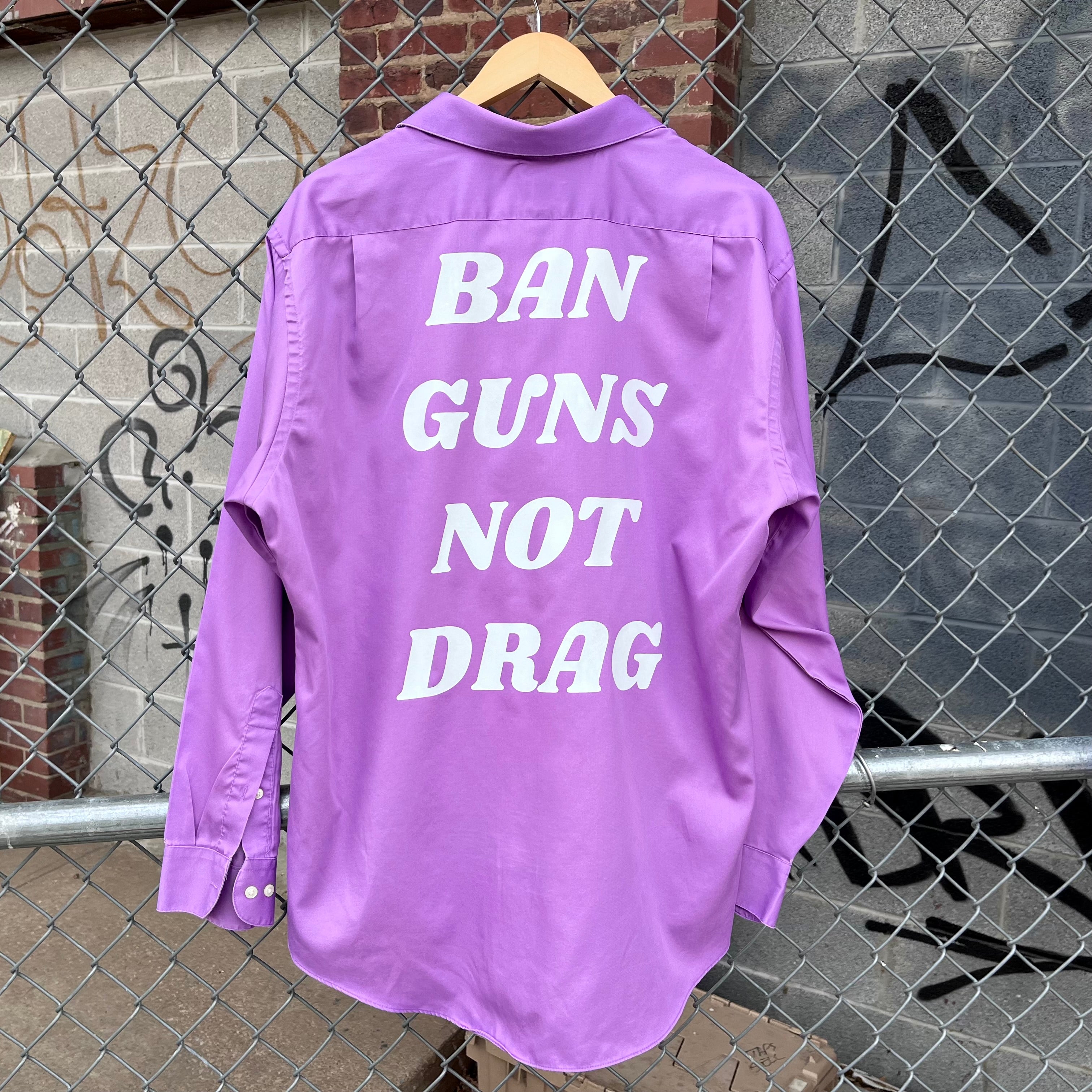 Cool Tones Ban Guns Not Drag Upcycled Button Down