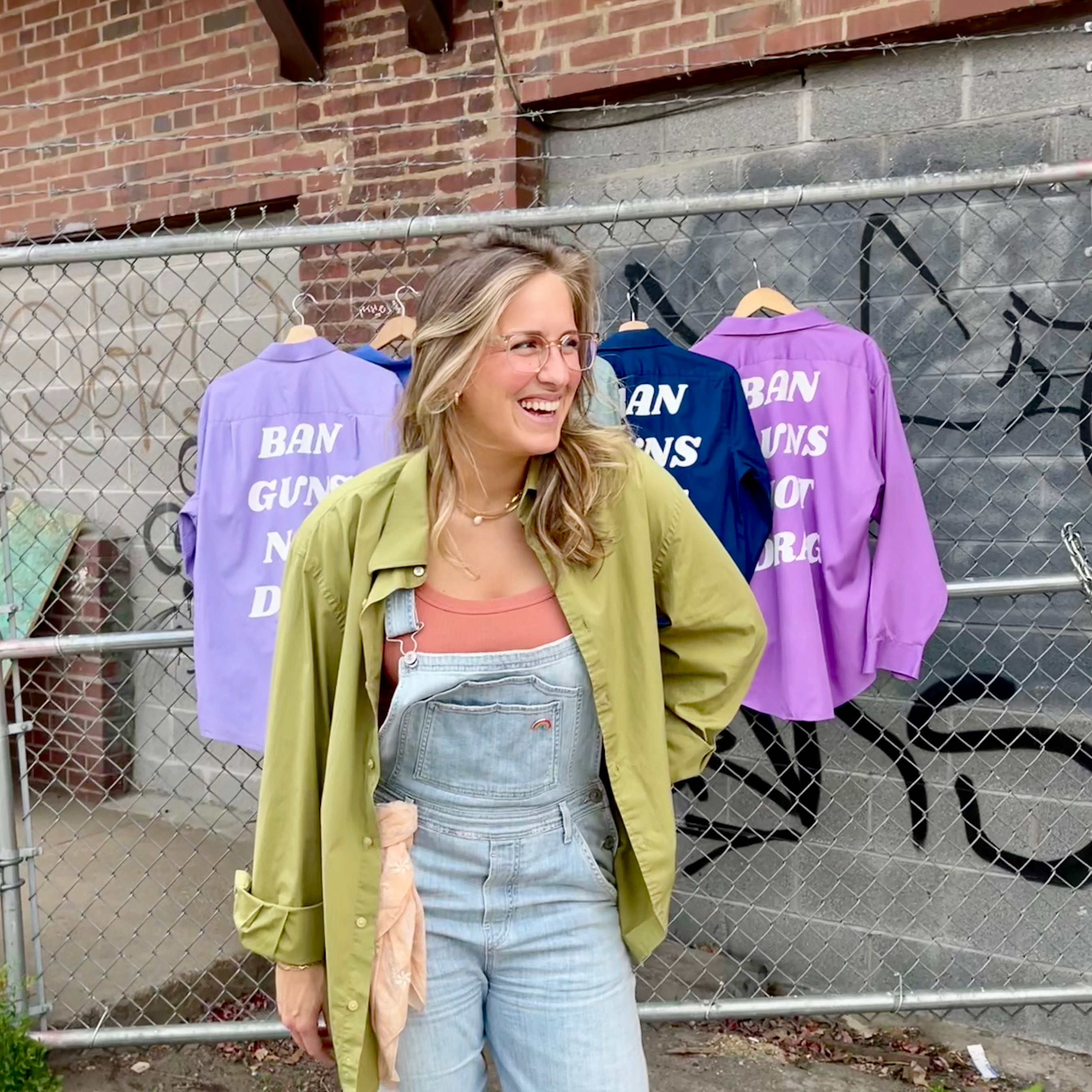 Cool Tones Ban Guns Not Drag Upcycled Button Down