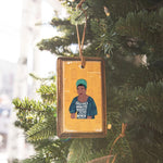 Load image into Gallery viewer, Rectangular wooden ornament with illustrated portrait of Maya Angelou and quote
