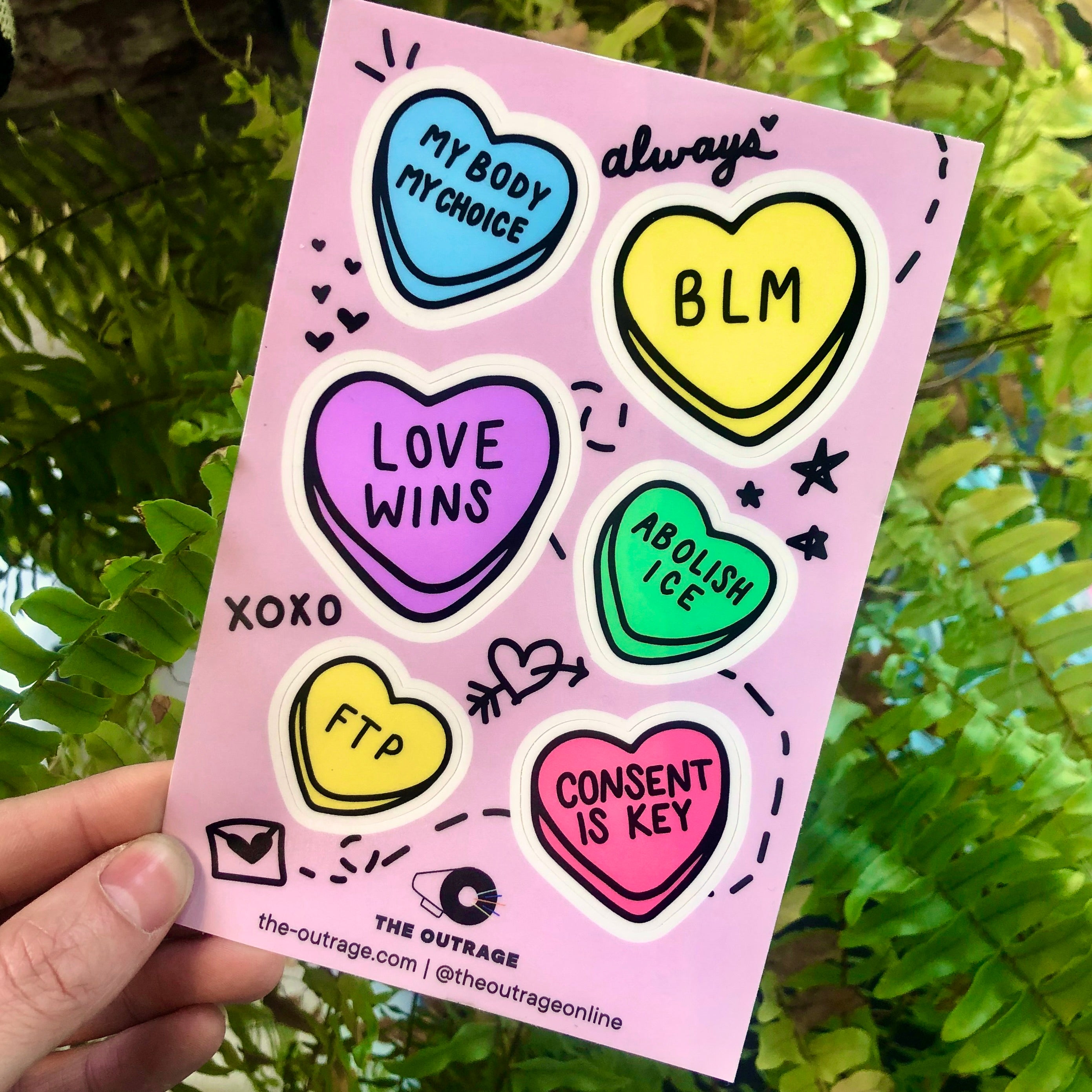 Candy Hearts Sticker Sheet