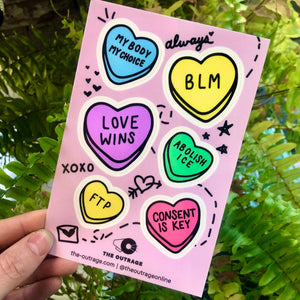 Candy Hearts Sticker Sheet