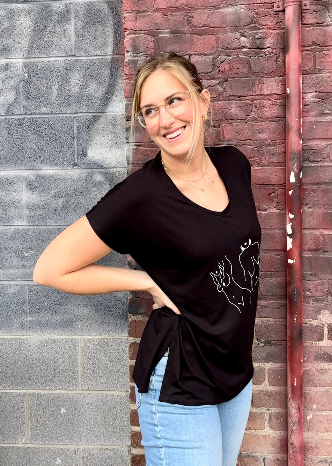 Hanging Out V-Neck Flowy Tee
