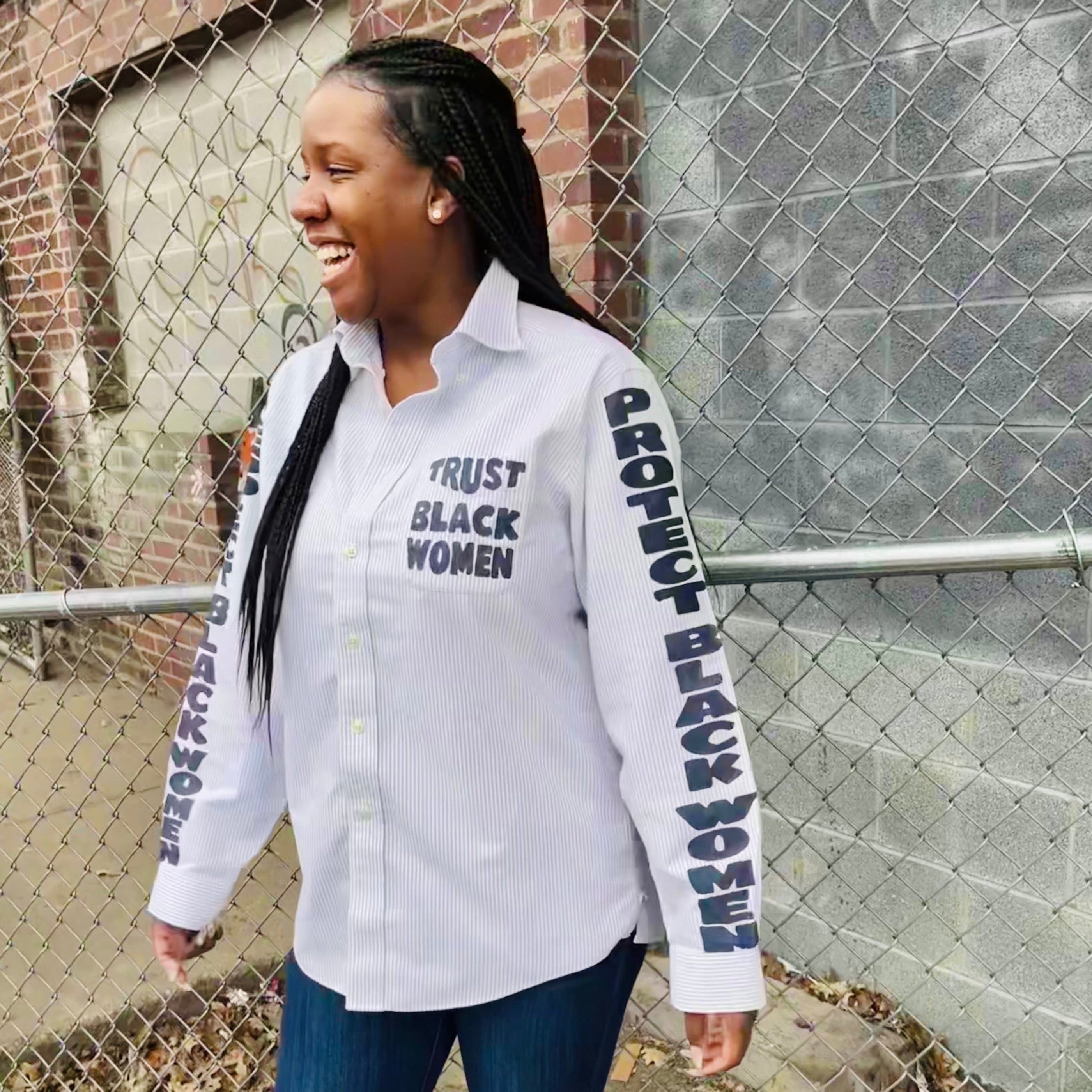 Respect And Protect Black Women Hand Painted Button Down