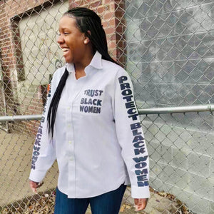 Respect And Protect Black Women Hand Painted Button Down