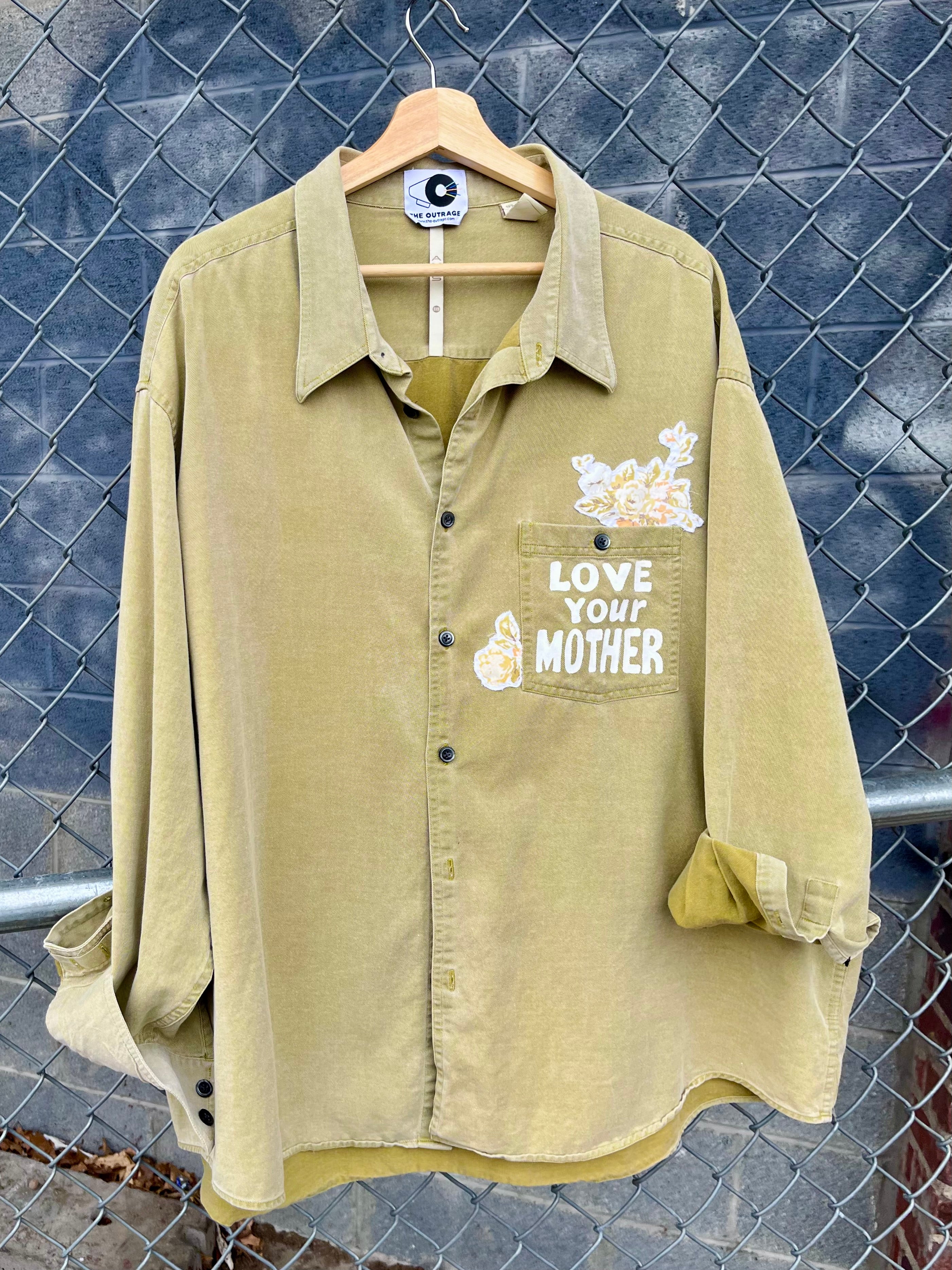 Love Your Mother Hand Painted Button Down