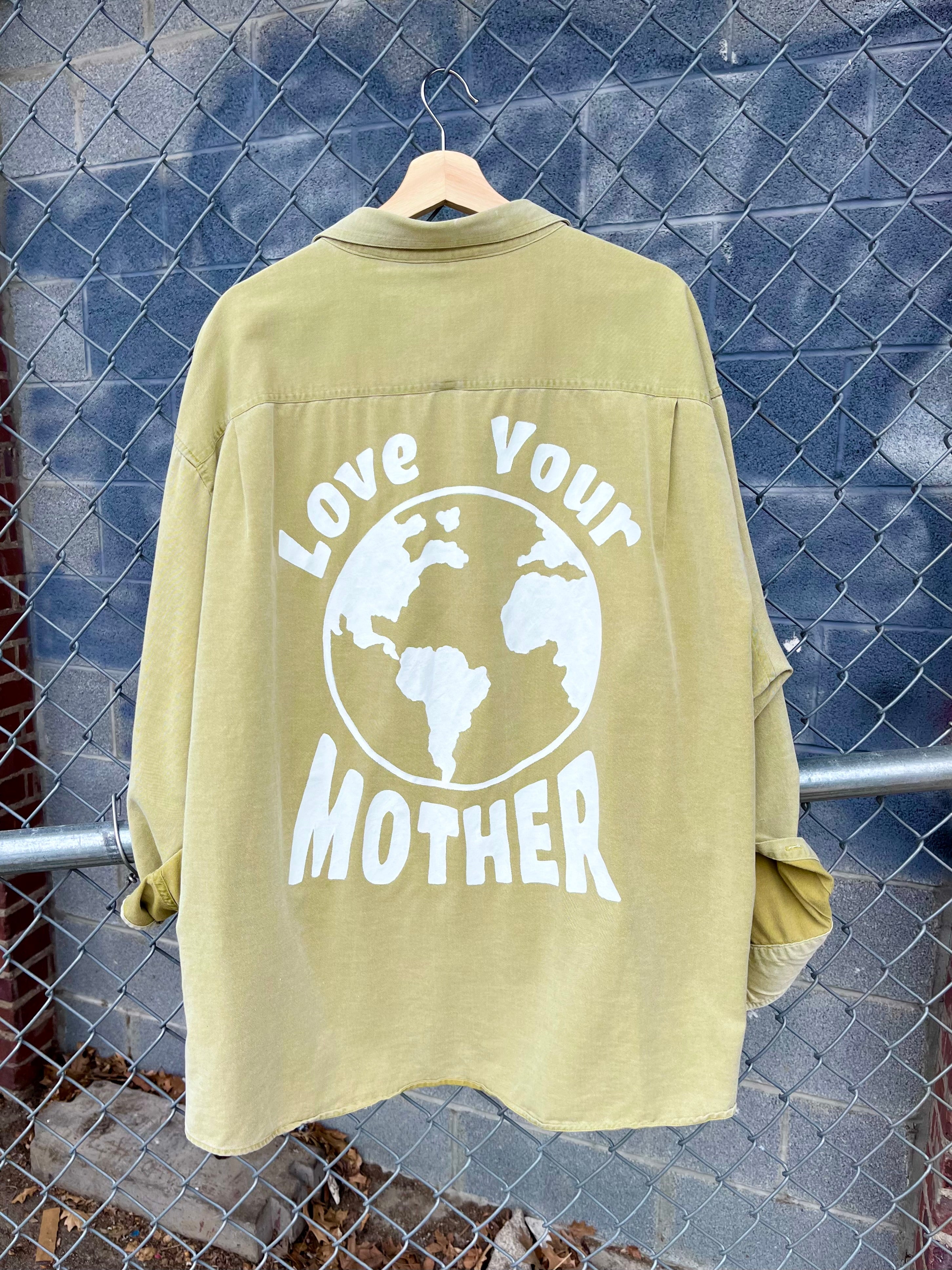 Love Your Mother Hand Painted Button Down
