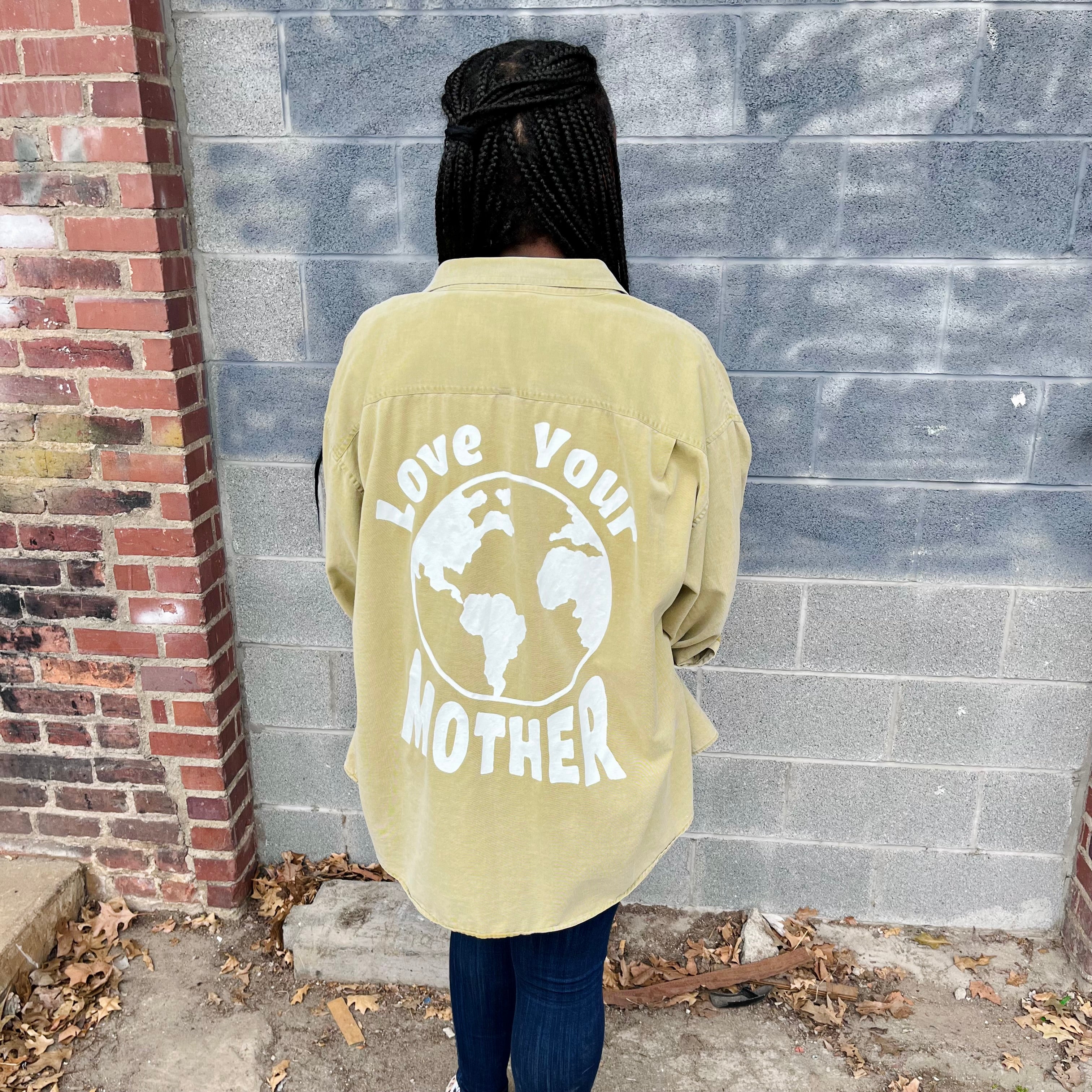 Love Your Mother Hand Painted Button Down