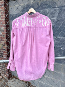 Feminist As F*CK Hand Painted Button Down
