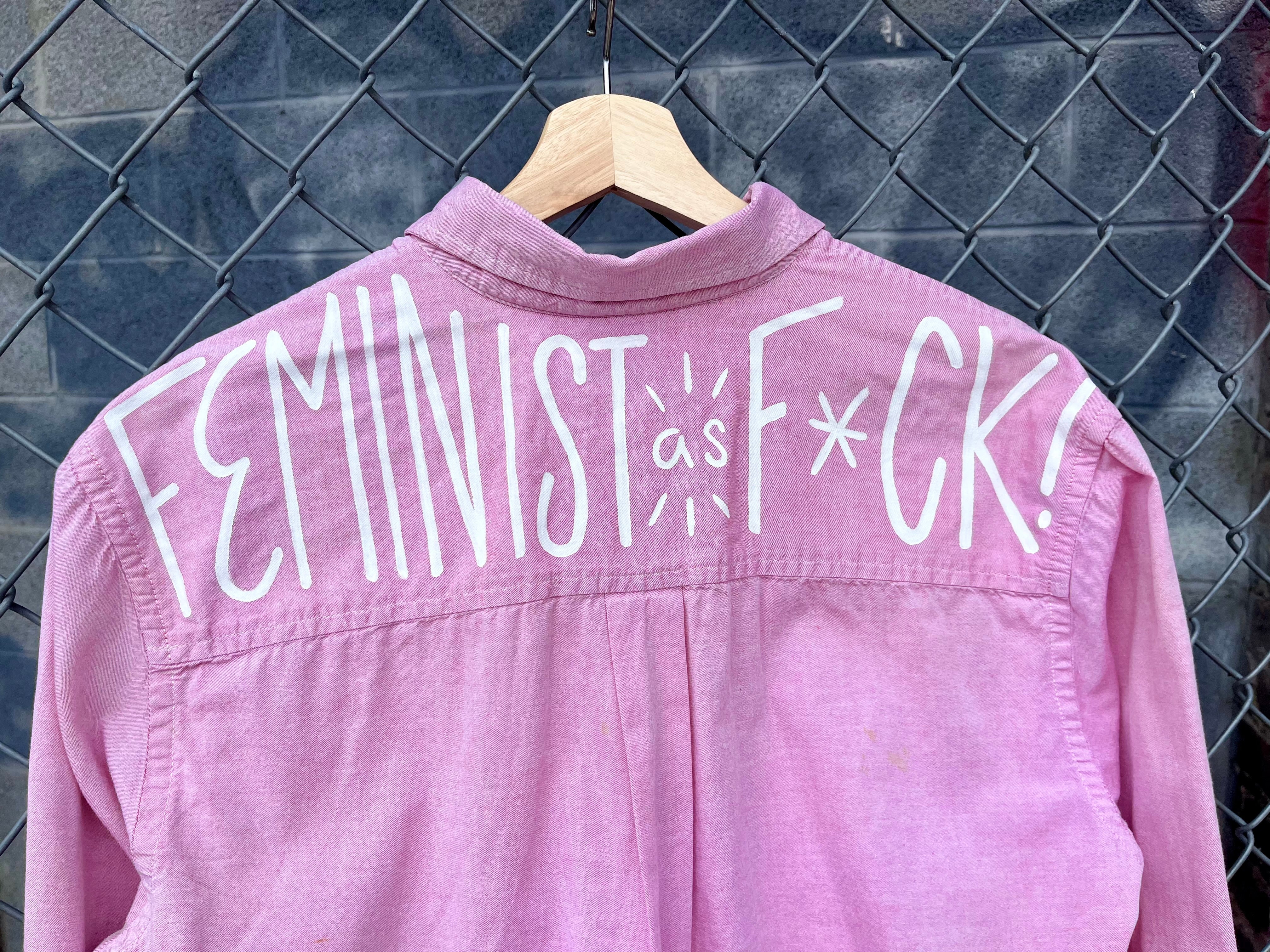 Feminist As F*CK Hand Painted Button Down