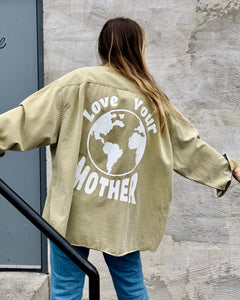 Love Your Mother Hand Painted Button Down