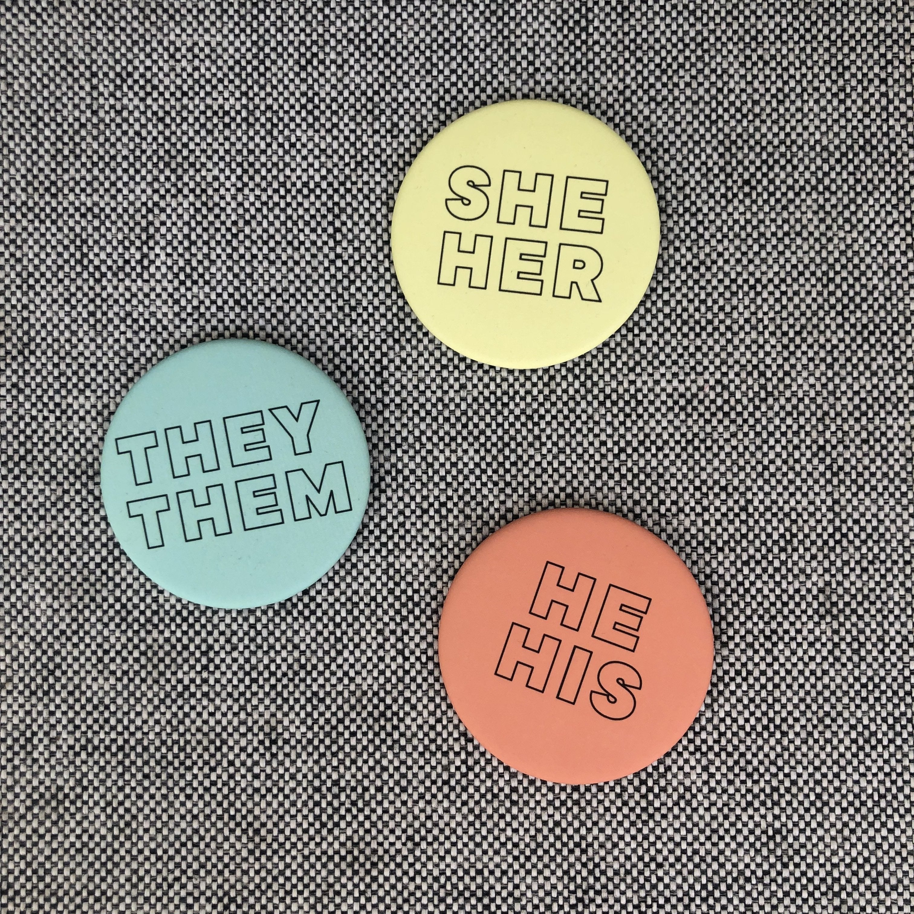 Large Gender Pronouns Button