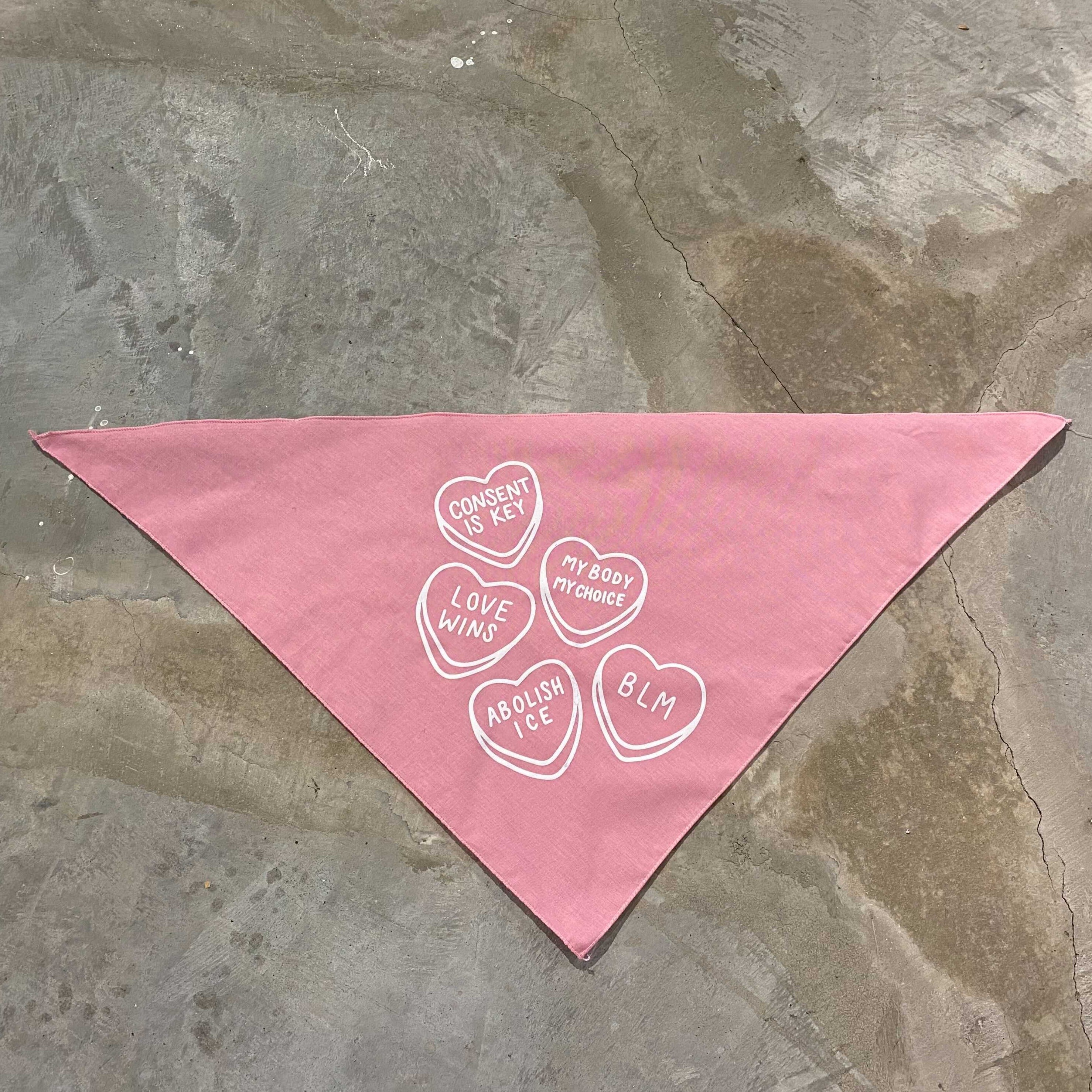 Candy Hearts Dog Bandana