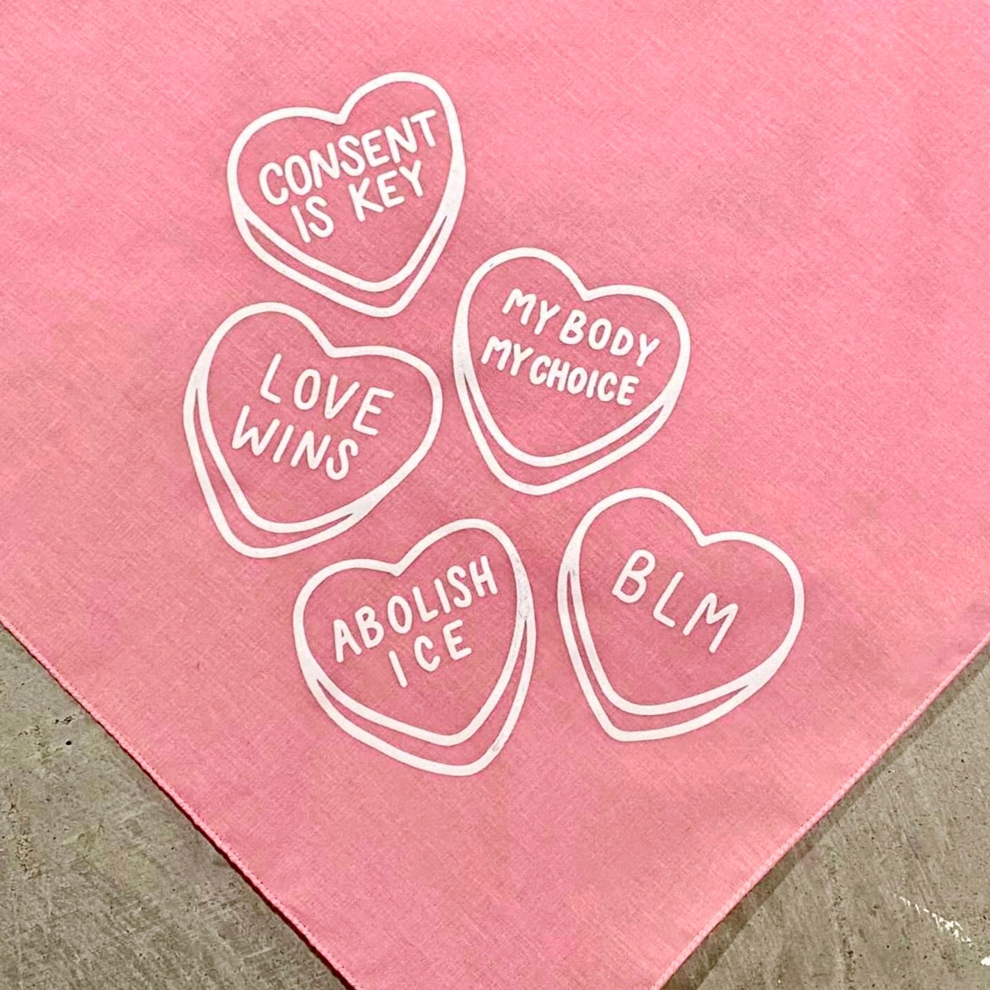 Candy Hearts Dog Bandana