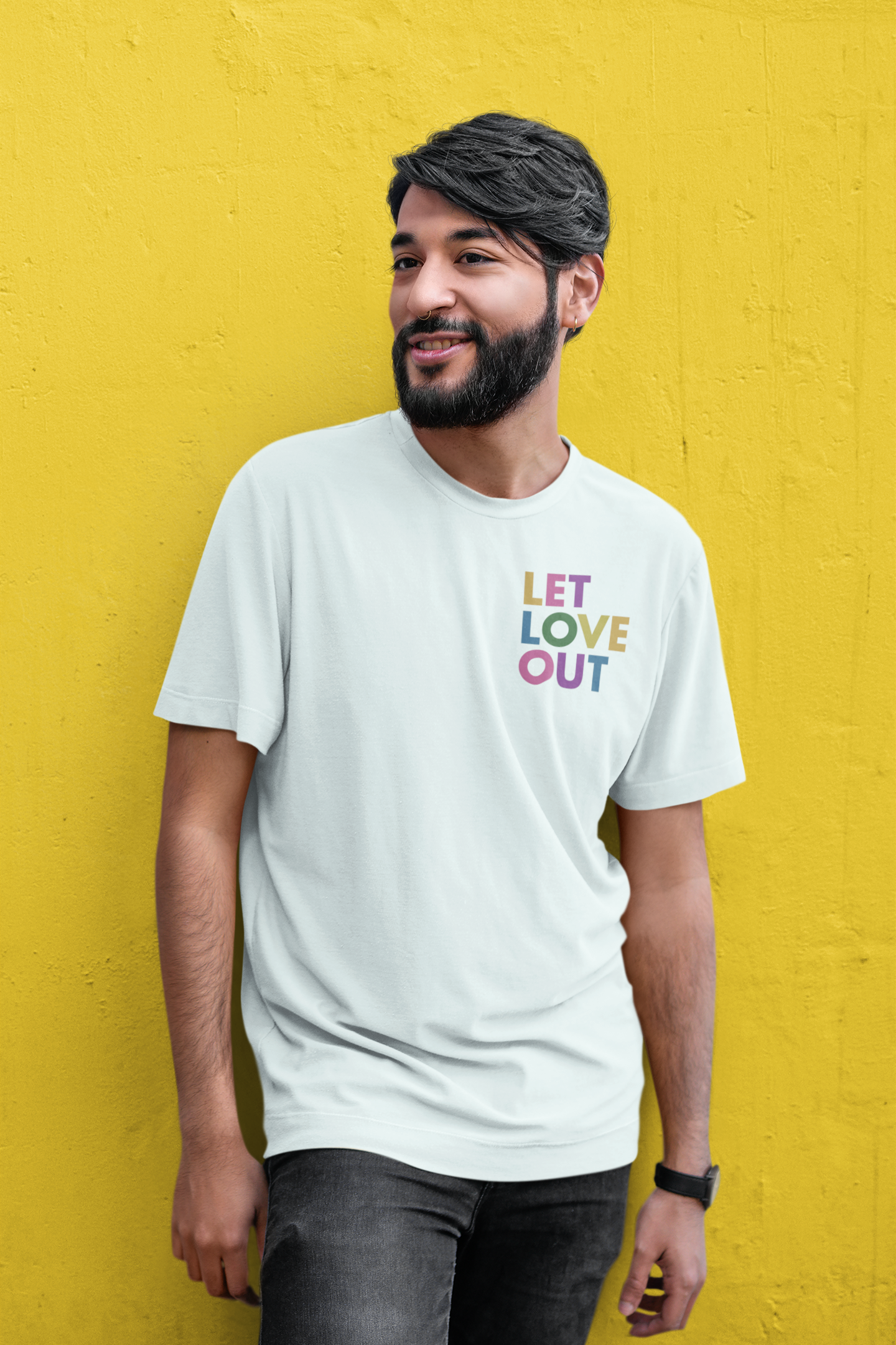 Person wearing Let Love Out Unisex Tee