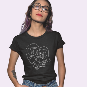 Person wearing Not Your Model Minority tee