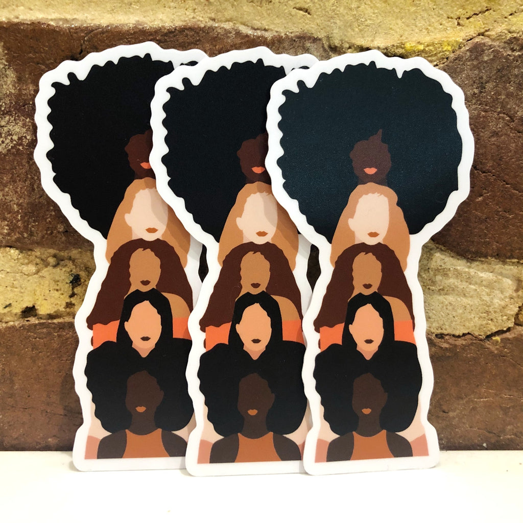 Photo of 3 sisterhood stickers.