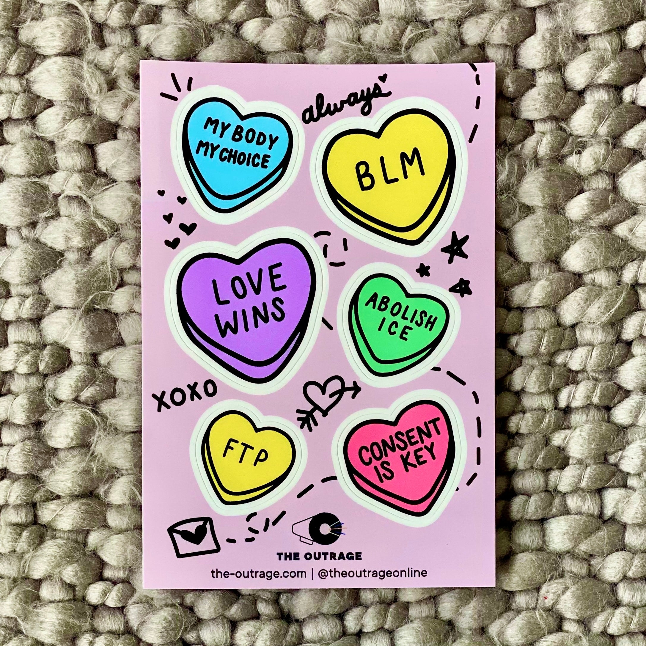 Candy Hearts Sticker Sheet