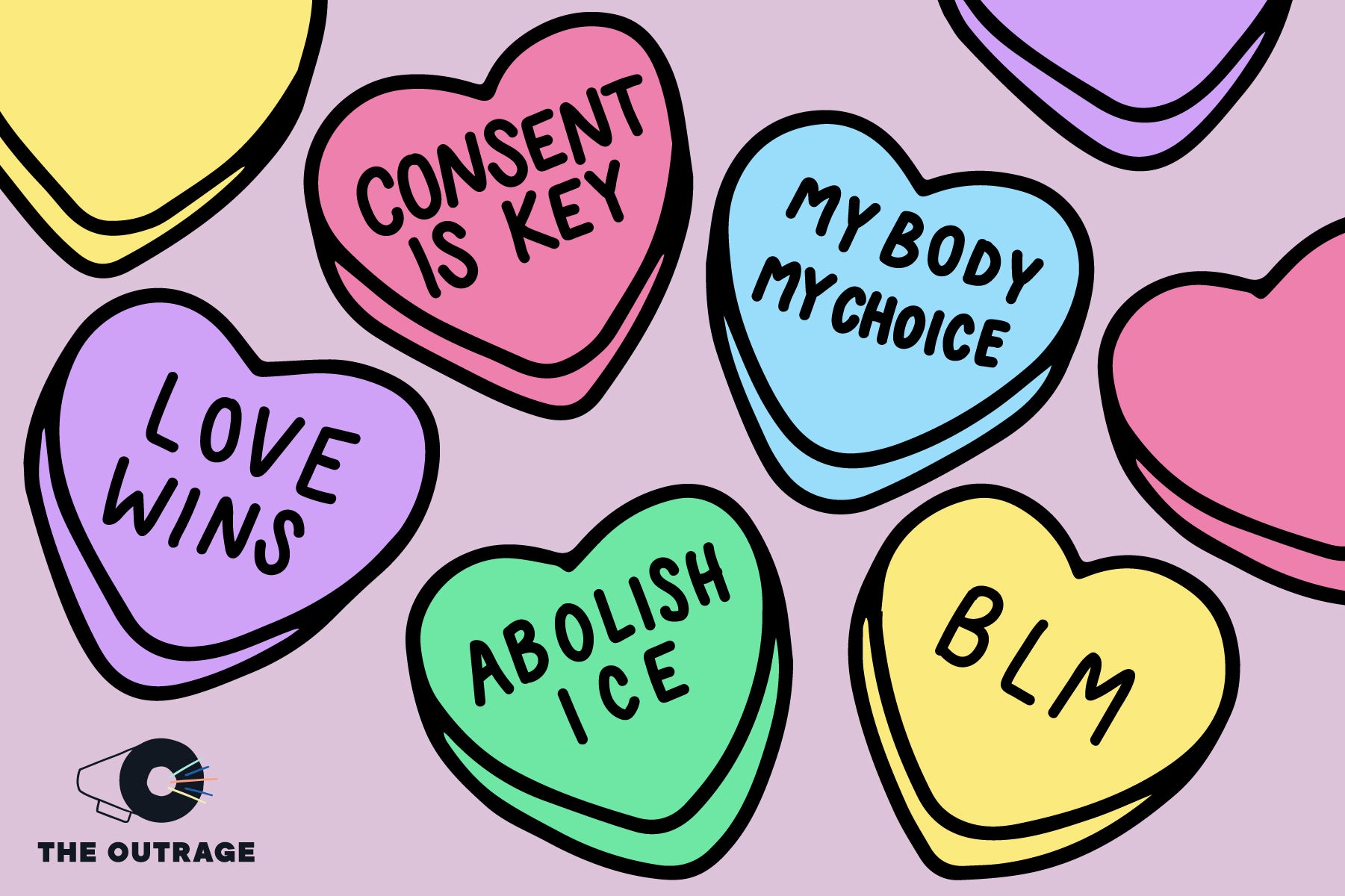 Candy Hearts Postcard