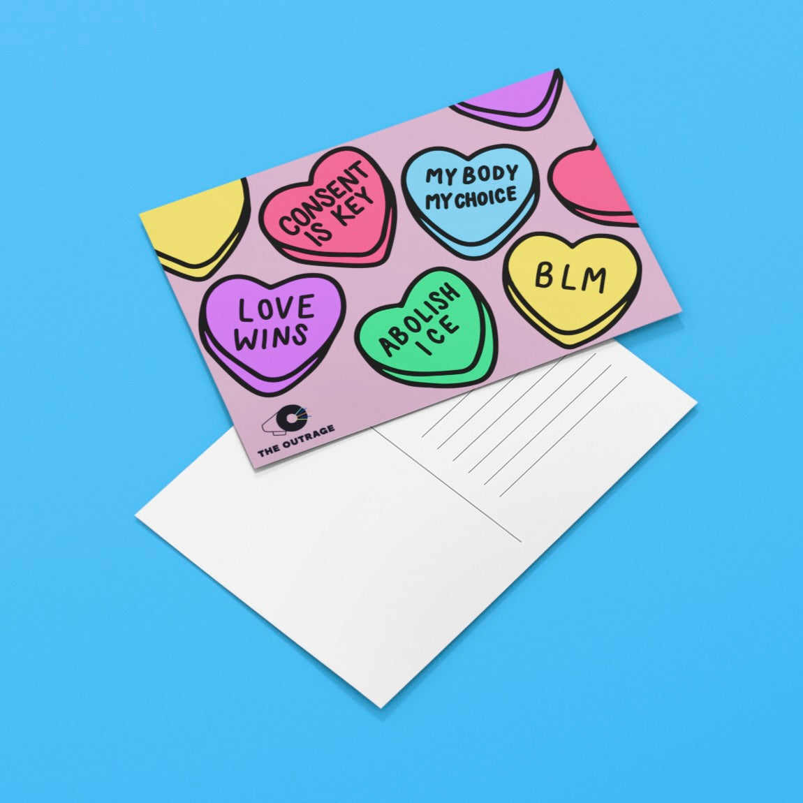 Candy Hearts Postcard